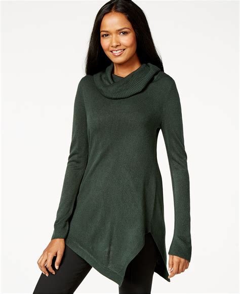 Ny Collection Cowl Neck Asymmetrical Tunic Sweater Sweaters Women Macys Sweaters For