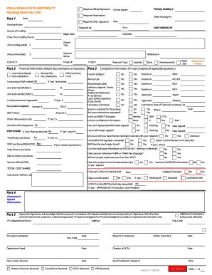 Fillable Online Urs Okstate Routing Sheet For Chs Fax Email Print