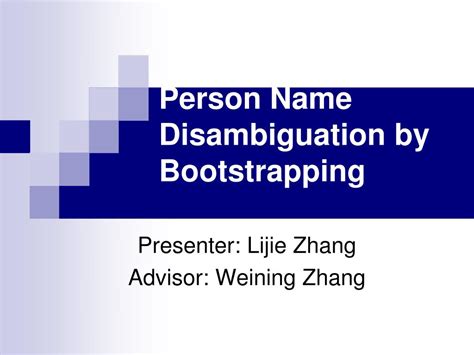 Ppt Person Name Disambiguation By Bootstrapping Powerpoint