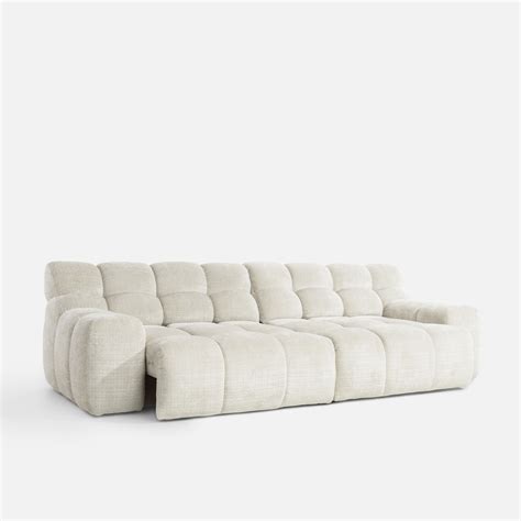 Sofa z regulowanym siedziskiem jasnobeżowa CAMPILE | Agata