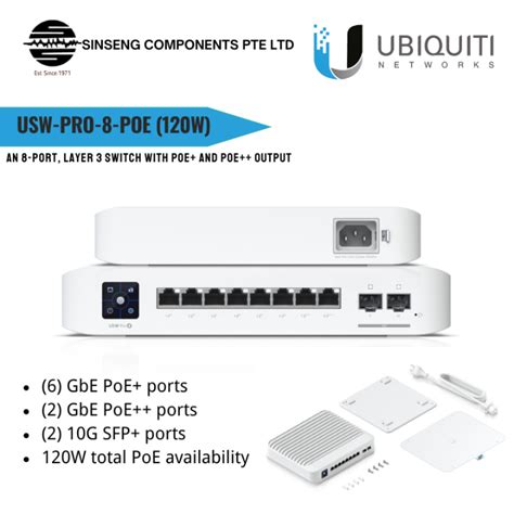 Ubiquiti Unifi 8 Port Managed Layer 3 Gigabit PoE Switch 120W MODEL