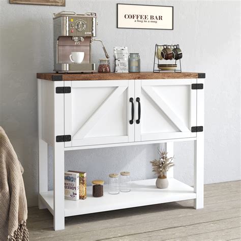 Catrimown Farmhouse Coffee Bar Cabinet Storage Sideboard Buffet For