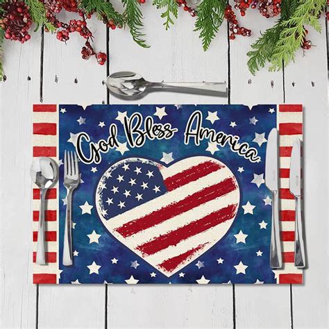 Chailin Independence Day Star Placemats Flag Patriotic Decorative