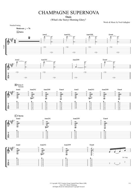 Champagne Supernova Tab By Oasis Guitar Pro Guitars Bass Backing