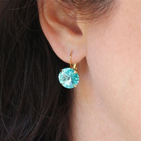 Aqua Blue Earrings Large Crystal Drop Earrings Light Turquoise Etsy Israel