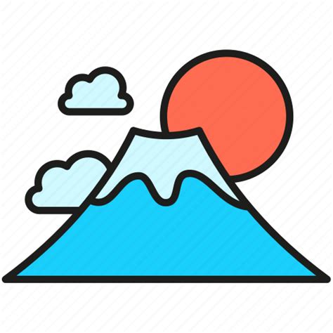 Fuji Mountain Mountains Sun Hill Camping Landscape Icon