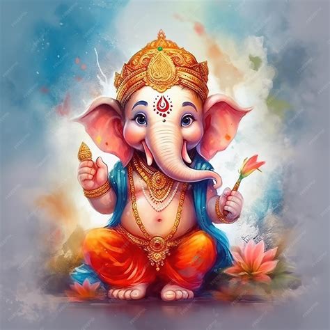 Illustration Of Lord Ganesha For Ganesh Chaturthi With Background Ai