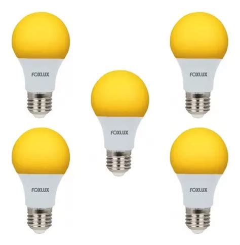 Kit Unidades Lampada Led Bulbo W Amarela Bivolt Foxlux Luz Amarelo