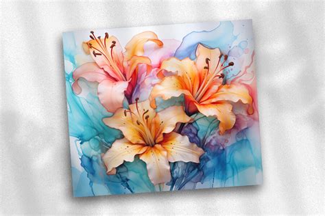 Watercolor Lily Oz Tumbler Wrap By Newsvgart Thehungryjpeg