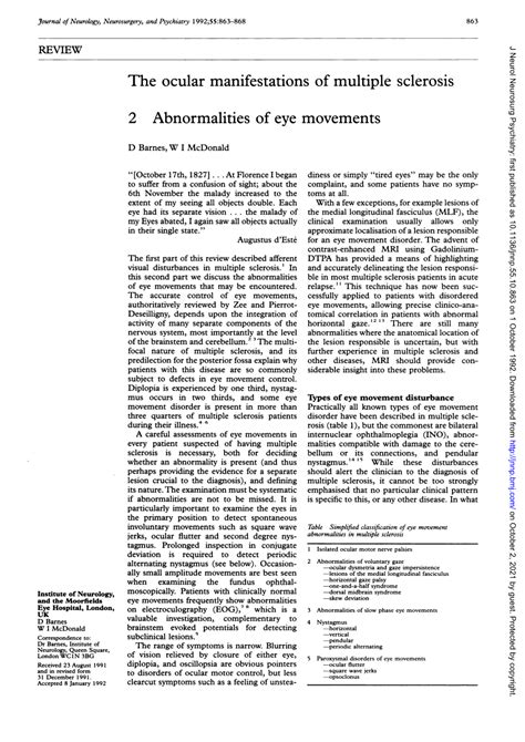 The Ocular Manifestations Of Multiple Sclerosis 2 Abnormalities Of Eye Docslib