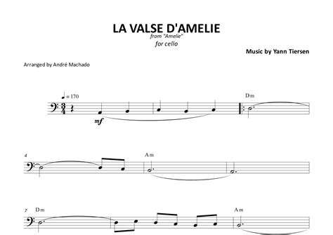 La Valse D Amelie Arr Andr Machado By Yann Tiersen Sheet Music For