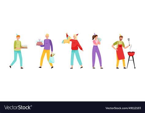 Joyful people characters celebrating birthday Vector Image