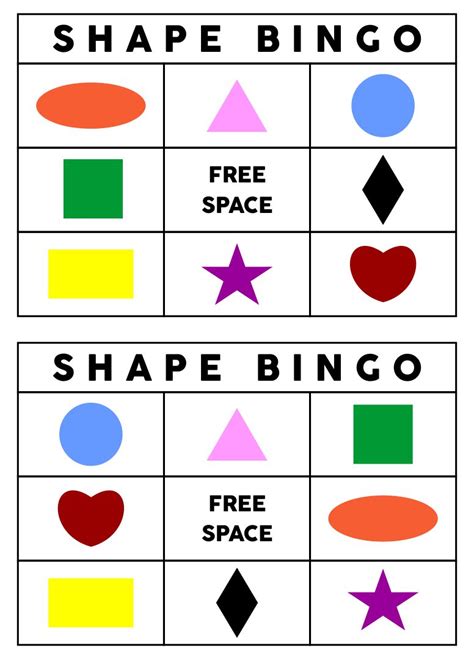 Bingo Cards Printable Shapes