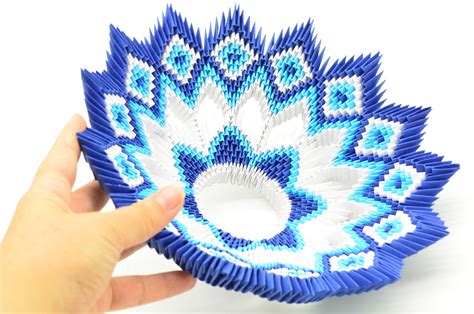 3d Origami Blue Bowl Modular Origami Bowl Original T Etsy