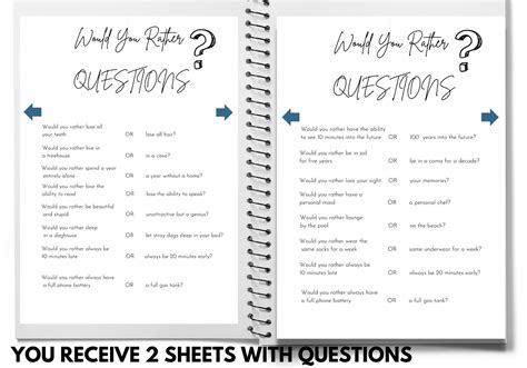 Printable Party Game, Would You Rather Questions, Questions Game, Birthday Game, Couple Game - Etsy