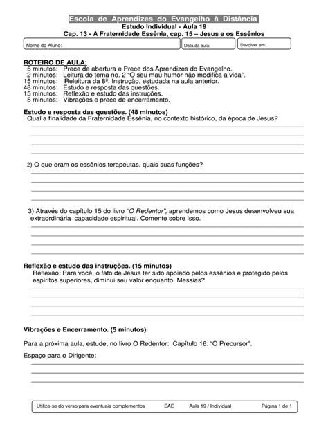 Preenchível Disponível Estudo Individual Aula 19 Cap Fax Email Imprimir