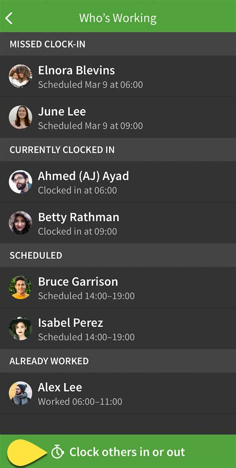 Clocking An Employee In Or Out Scheduling App When I Work Help Center
