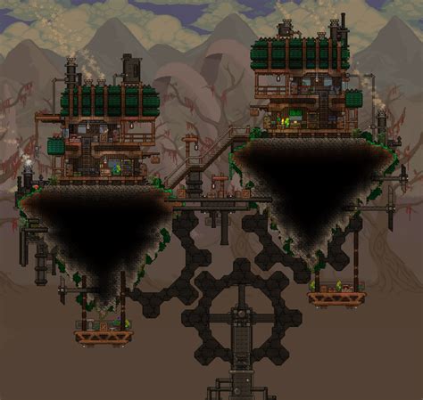 Steampunk Islands Terraria In 2021 Terrarium Terraria House Design