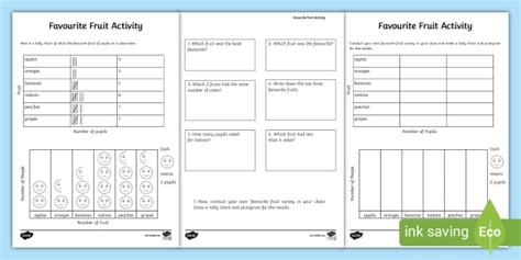 Favourite Fruit Tally And Pictogram Worksheets Twinkl