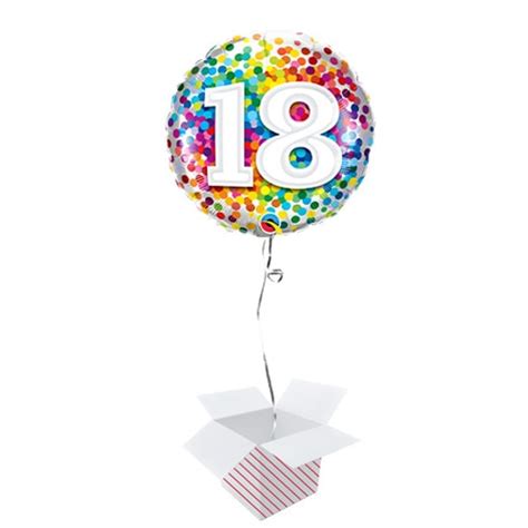 18th Birthday Rainbow Confetti Round Foil Helium Qualatex Balloon Inflated Balloon In A Box