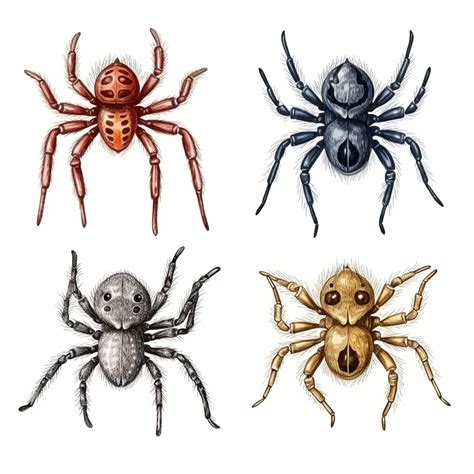 Premium Ai Image Four Different Types Of Spider Illustrations On A