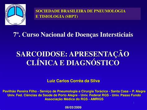 PPT SARCOIDOSE APRESENTAÇÃO CLÍNICA E DIAGNÓSTICO PowerPoint