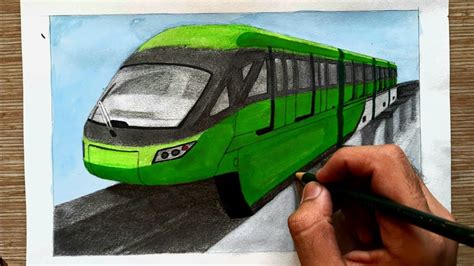 Drawing Mumbai Monorail Apple Green Livery 4 Coach Monorail Train