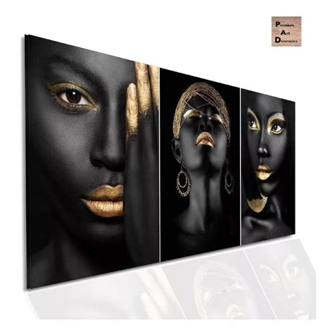 Quadro Decorativo Mulheres Africanas Negras Gold Pe As Joias Shopee