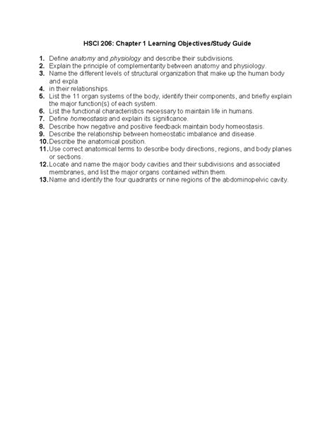 Hsci Chapter Learning Objectives Fall Hsci Chapter