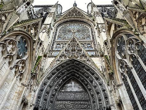 Facade Of Rouen Cathedral In Rouen Normandy France