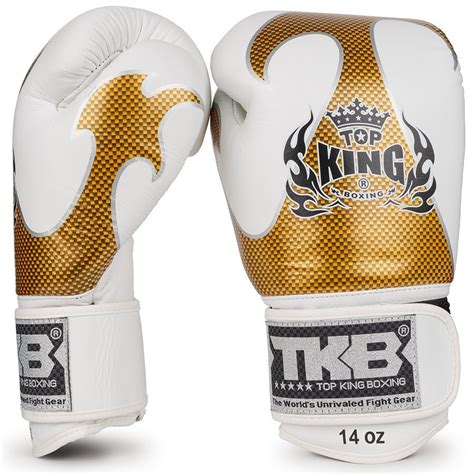 Top King Boxing Gloves Empower White Gold