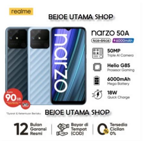 Jual Realme Narzo 50A Ram 4 GB ROM 64 DAN 128 GB GARANSI RESMI