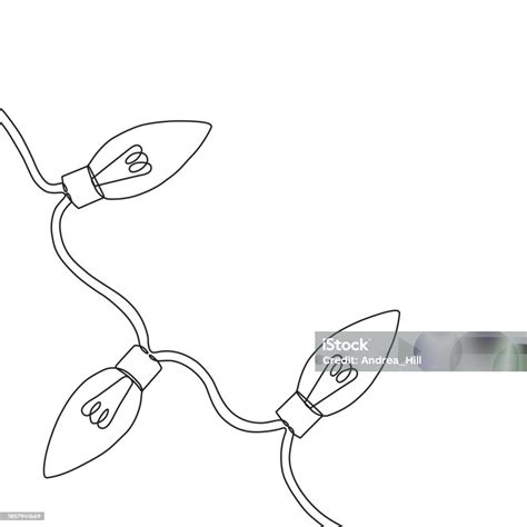 christmas lights continuous  drawing  editable stroke stock