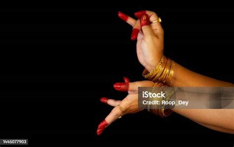 Indian Classical Dancer Hand Mudras Or Gestures Demonstrated By Female