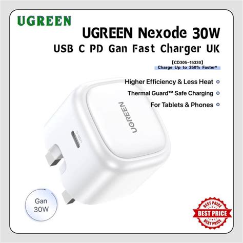 UGREEN 30W USB C PD GAN FAST CHARGER UK White Lazada