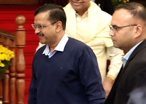 Delhi CM Arvind Kejriwal Coming Out Of Tamil Nadu Bhawan After A