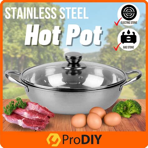 Stainless Steel Hot Pot Shabu Induction Cooker Gas Stove Compatible Soup Pot Various Size Periuk
