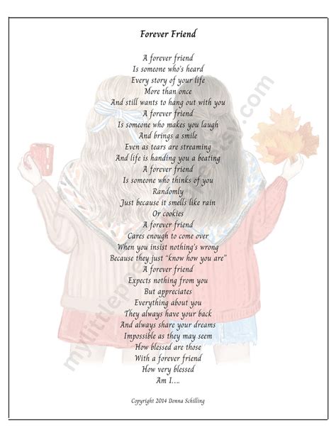 Forever Friend Instant Digital Download Friend Poem Best Friend Poem Friendship Poem