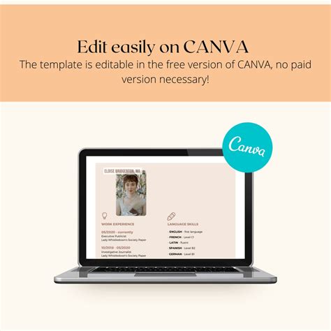 Aesthetic CV Template for CANVA // Creative Resume Template With Photo, Cover Letter for ...