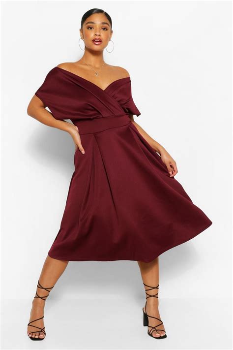 Plus Off The Shoulder Wrap Midi Dress Boohoo