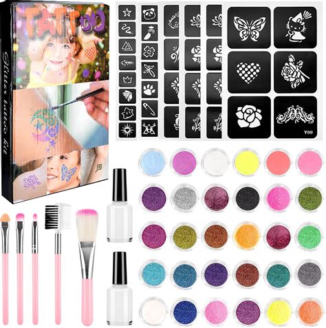 Kit Tatouage Paillettes Achort Couleurs Tatouages Paillettes Enfant