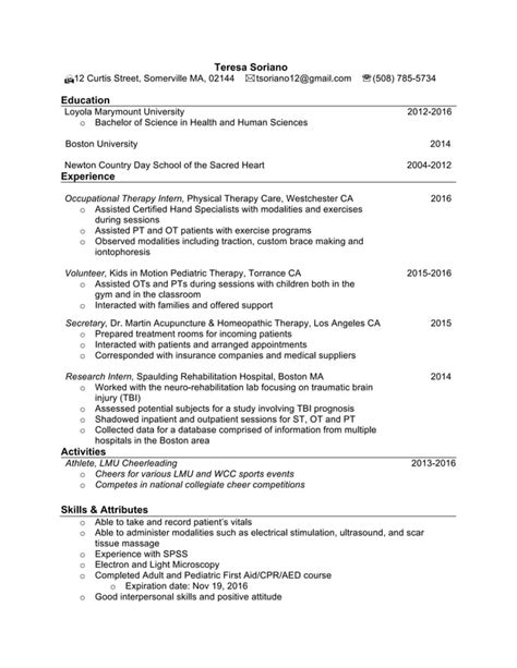 Teresa Soriano Fall Resume Pdf