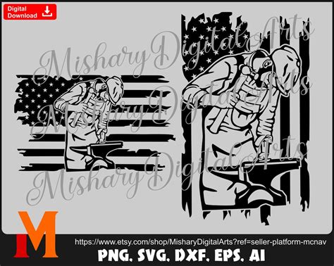 2 Version Tattered Us Flag Svg Blacksmith Svg Craftman Svg