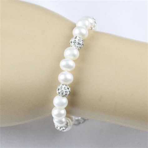 Birthstone Pearl Braceletbridal Pearl Braceletcrystal And Etsy