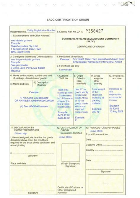 How To Complete A Sadc Southern African Development Community Certificate Sa Trade Connect