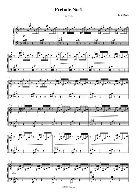 Prelude In C Major Arr Thomas Jancso By J S Bach Sheet Music For