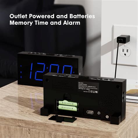 Digital Alarm Clock Loud Dual Alarms Clock for Bedroom 7.5" Electronic Large-Display with Dimmer ...