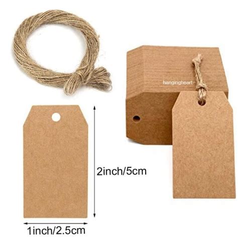 3 Étiquettes cadeaux en papier Kraft avec ficelle étiquette volante