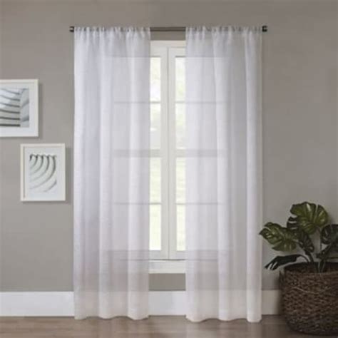 Simply Essential™ Eyelash 108 Inch Rod Pocket Sheer Curtain Panels In White Set Of 2 108 In