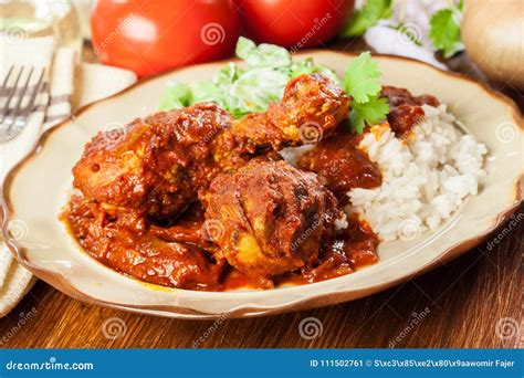 Chicken Drumstick Curry with Rice Stock Image - Image of dish, white ...